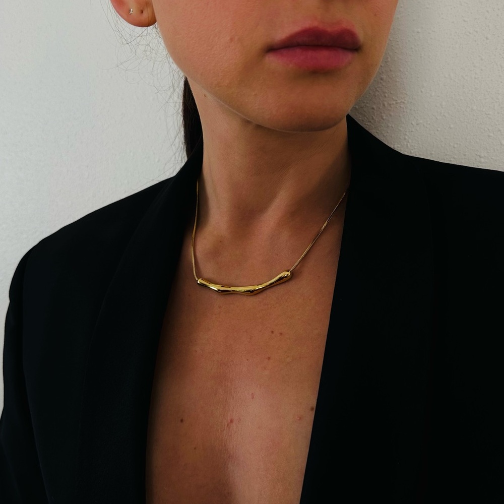 New Gold Metal Chain Pendant Necklace Collar Jewelry - Picture 3 of 5
